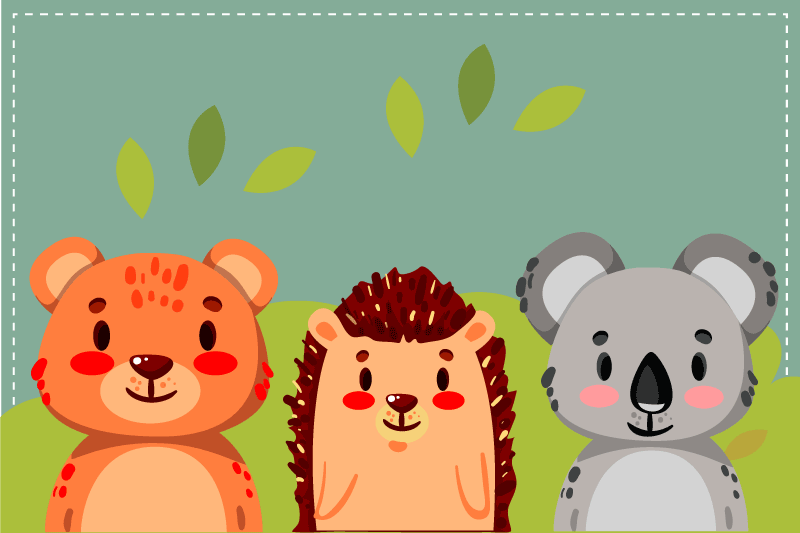 Children placemats cute animal pals - TenStickers