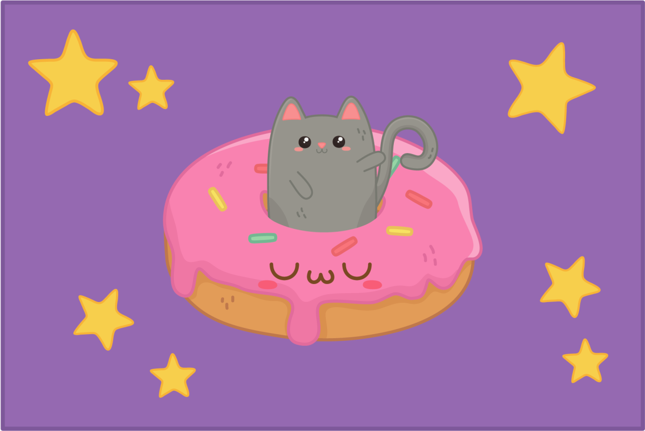 Children placemats cute cat donut - TenStickers
