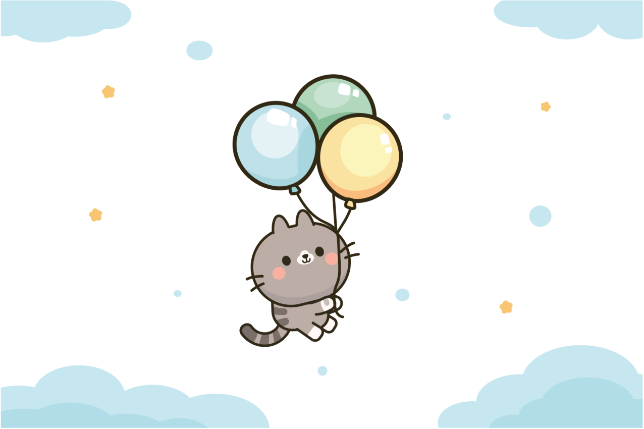 Children placemats cute cat balloons - TenStickers