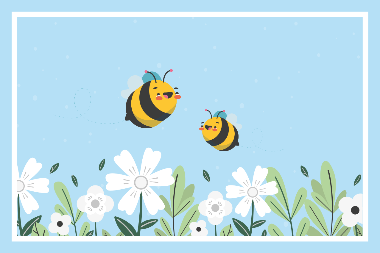 White flower with bee original placemats - TenStickers