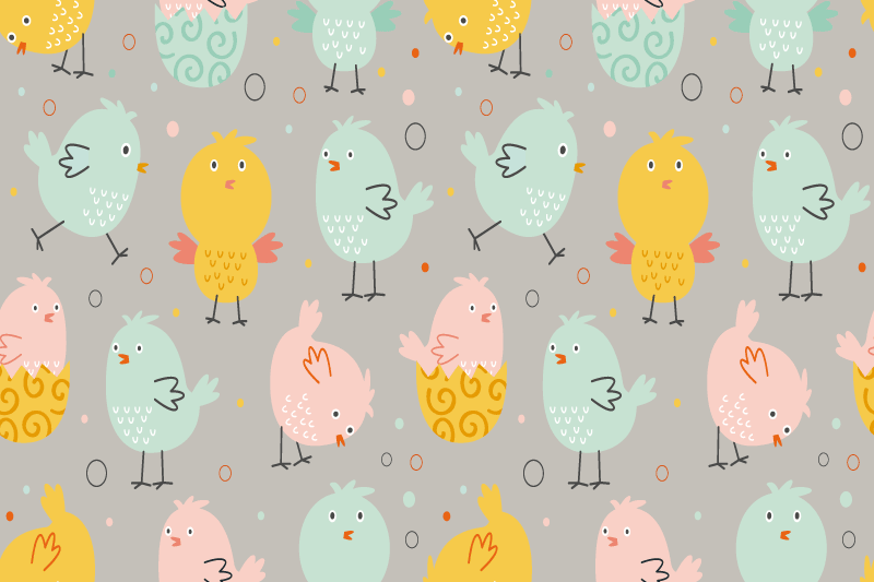 Children placemats colorful chick characters - TenStickers