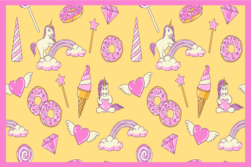 Children placemats whimsical unicorn fun - TenStickers