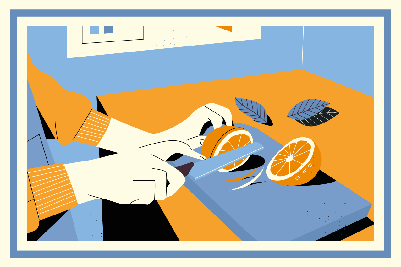 Modern placemats slicing fresh oranges - TenStickers