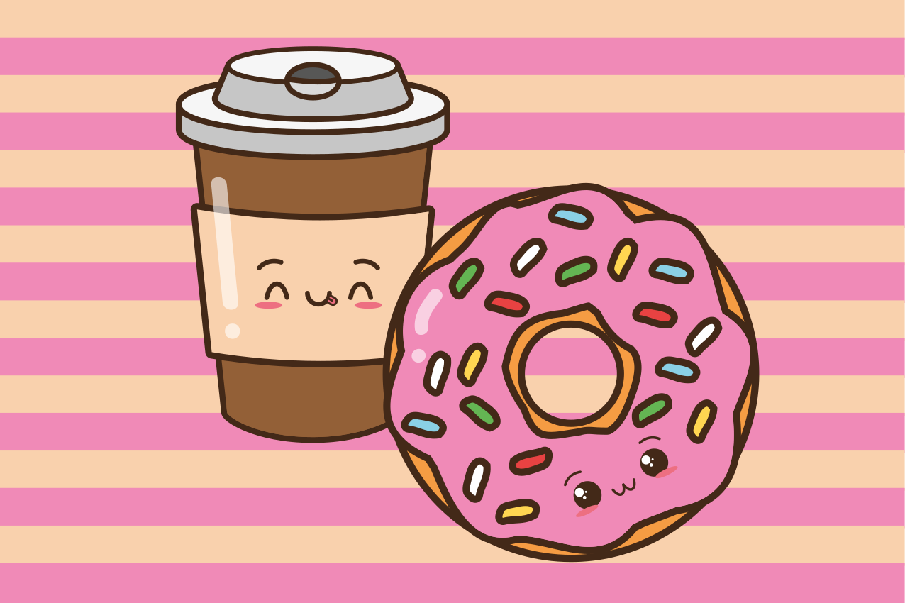 Pink donut and coffee original placemats - TenStickers