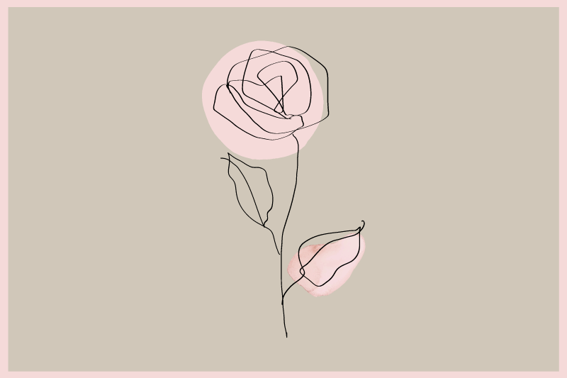 Modern placemats elegant rose outline - TenStickers