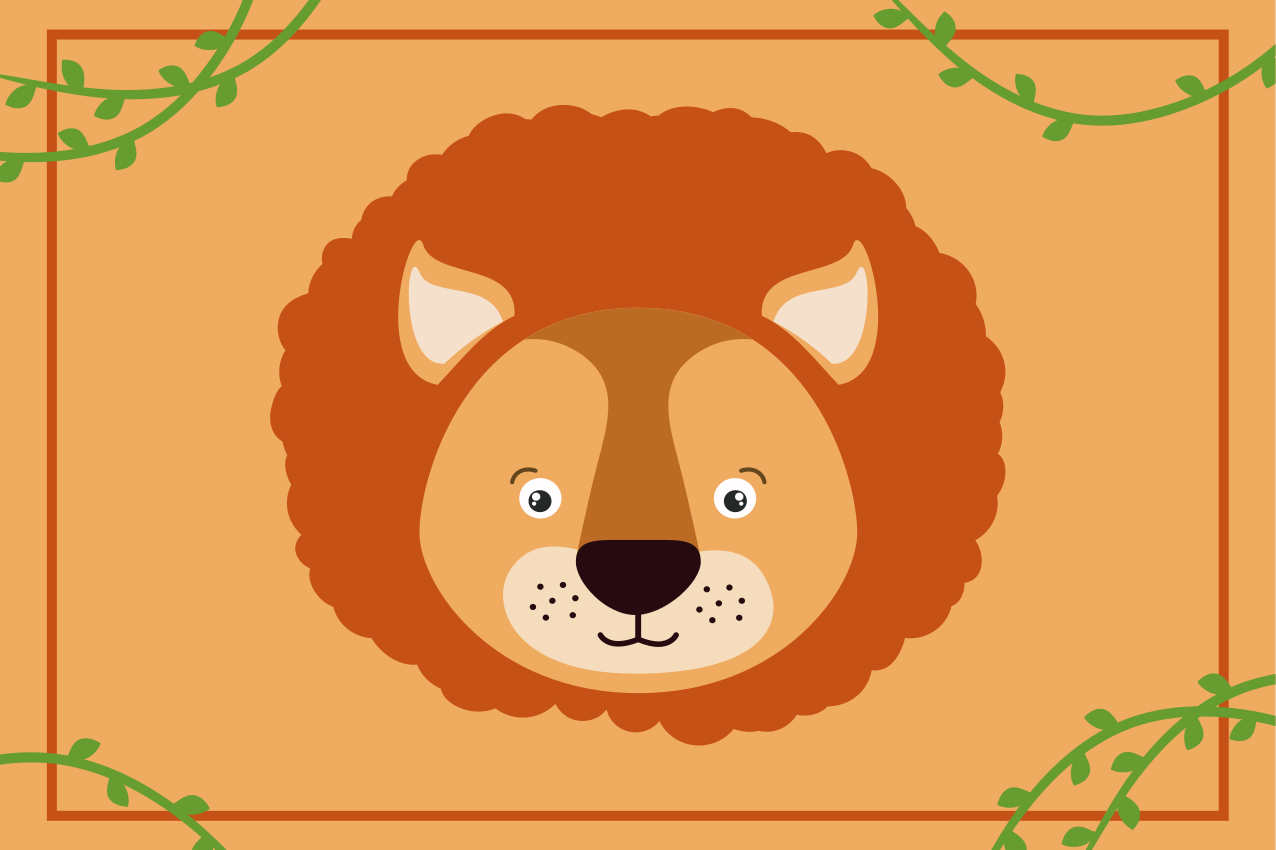 Children placemats lion head cute - TenStickers