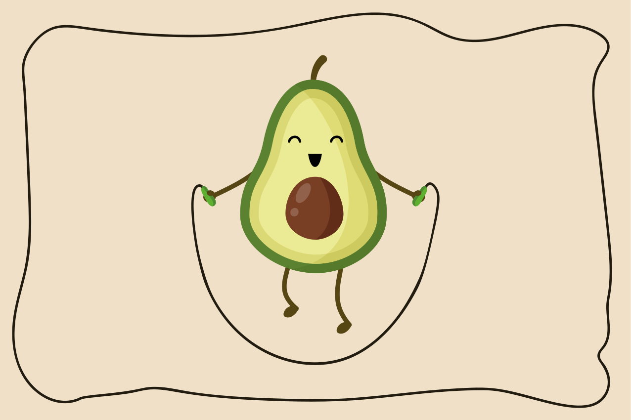 Funny avocado jumping a rope children placemats - TenStickers