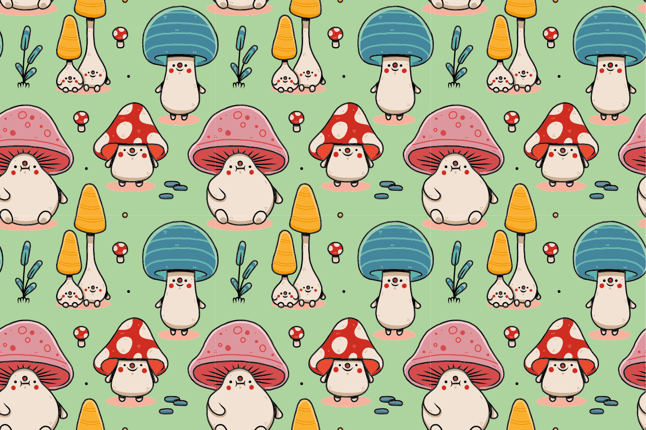 Children placemats with adorable mushroom characters - TenStickers