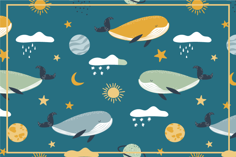 Children placemats with whale and celestial designs - TenStickers