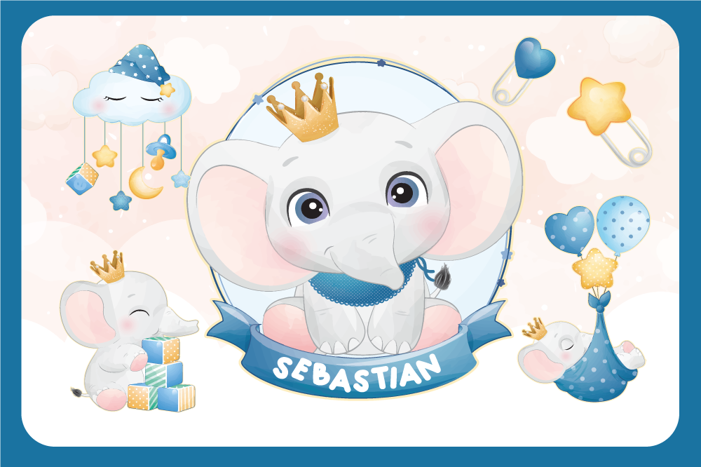 Children placemats cute elephant illustration - TenStickers