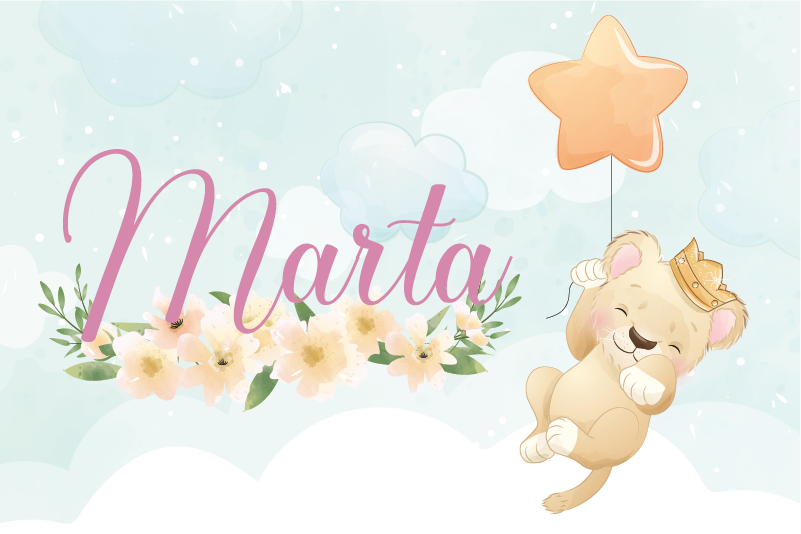 Children placemats cute lion with balloon - TenStickers