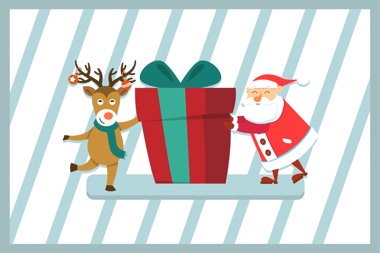 Christmas placemats santa and reindeer set - TenStickers