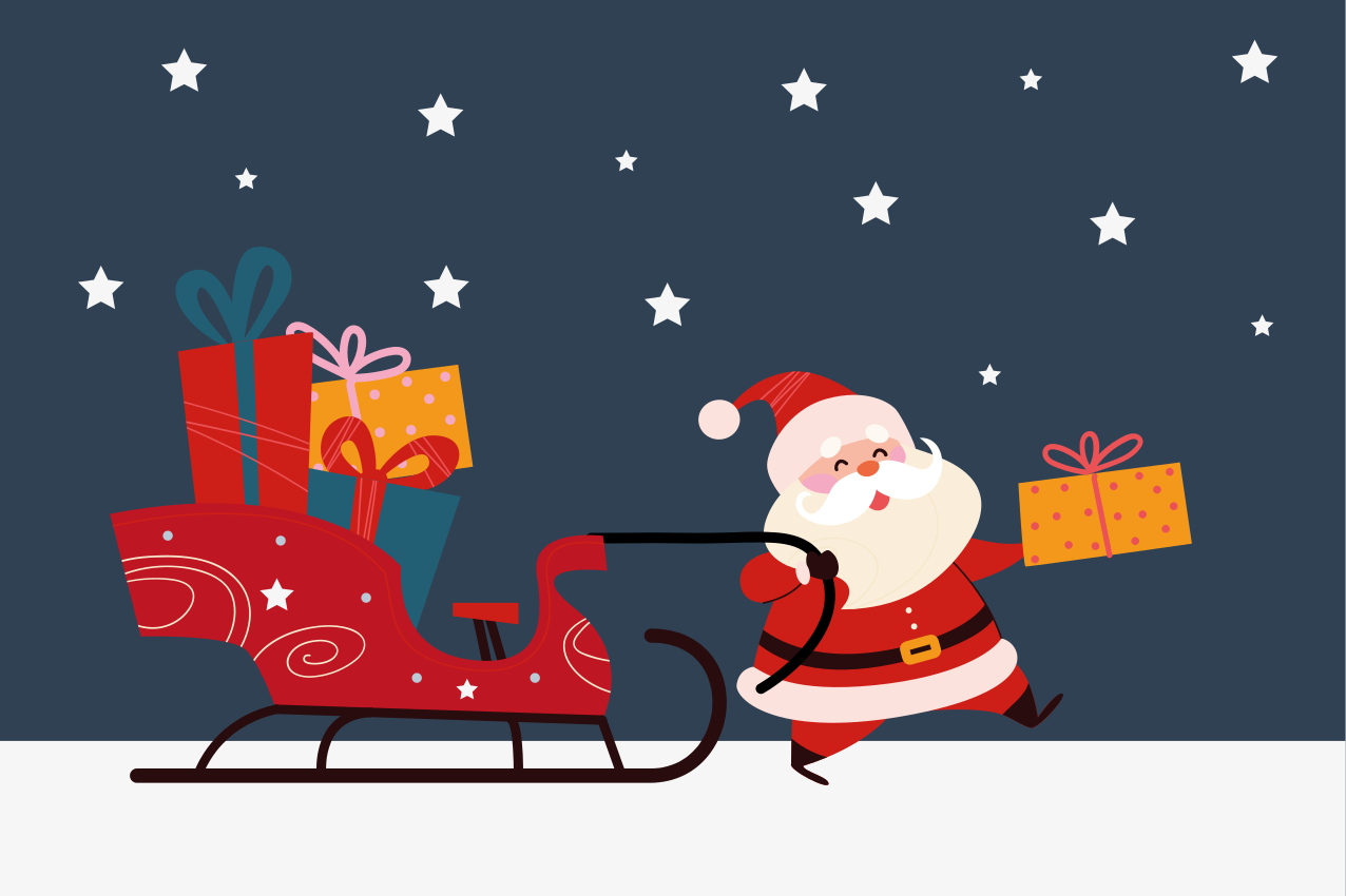 Cartoon Santa with gifts Christmas placemats - TenStickers