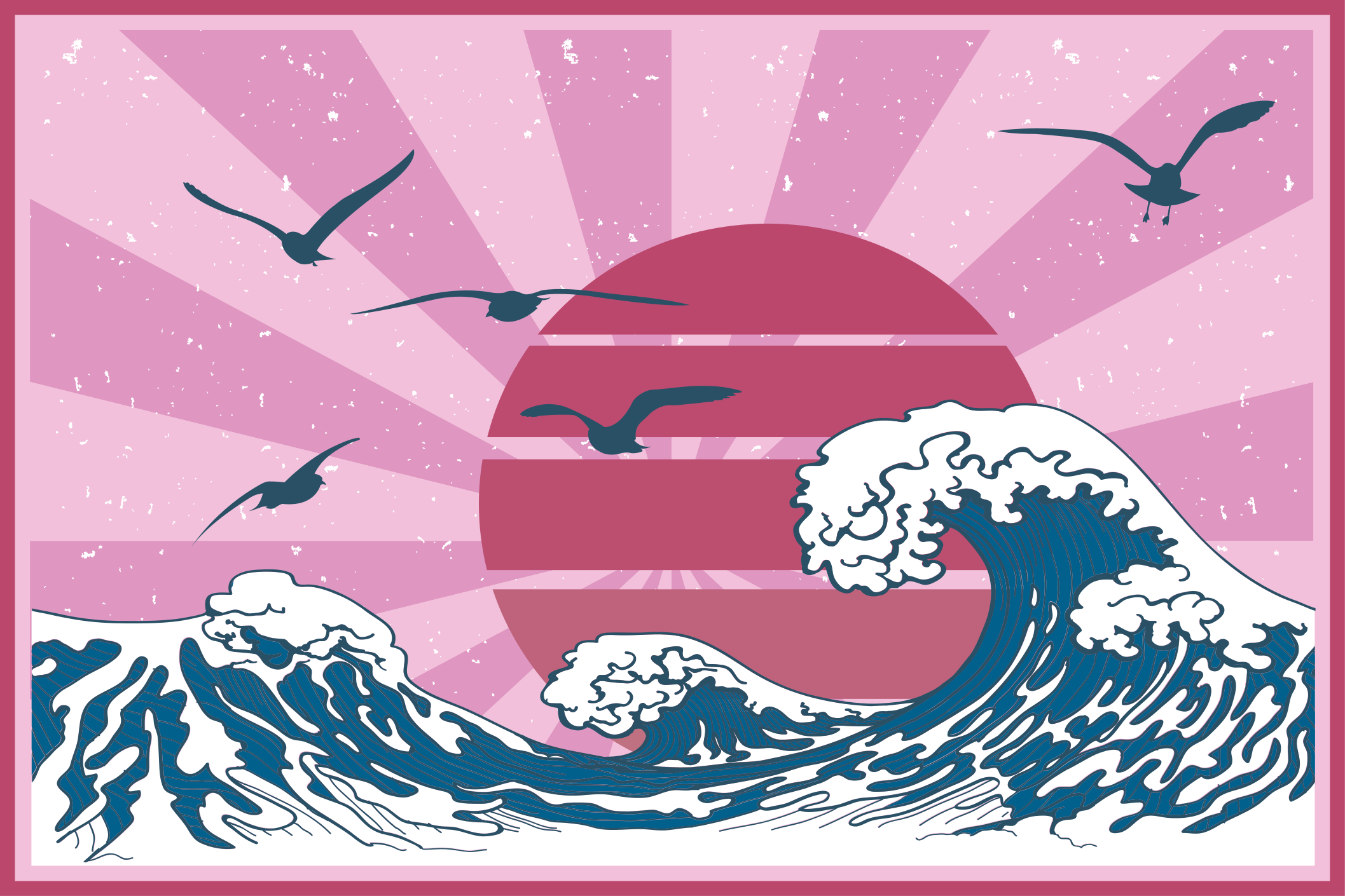 Modern placemats waves and sun - TenStickers