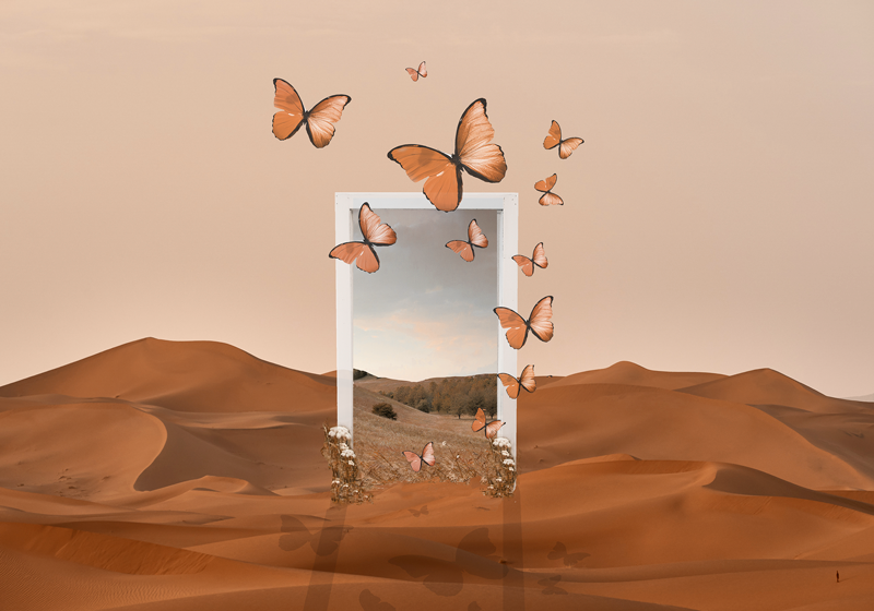 Surreal desert landscape original placemats - TenStickers