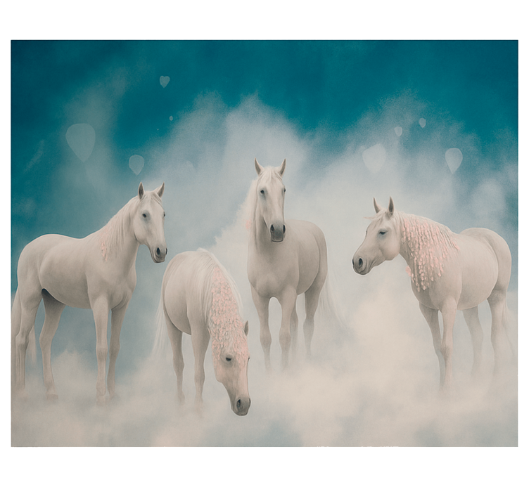 Magical white horses wall mural teen bedroom - TenStickers
