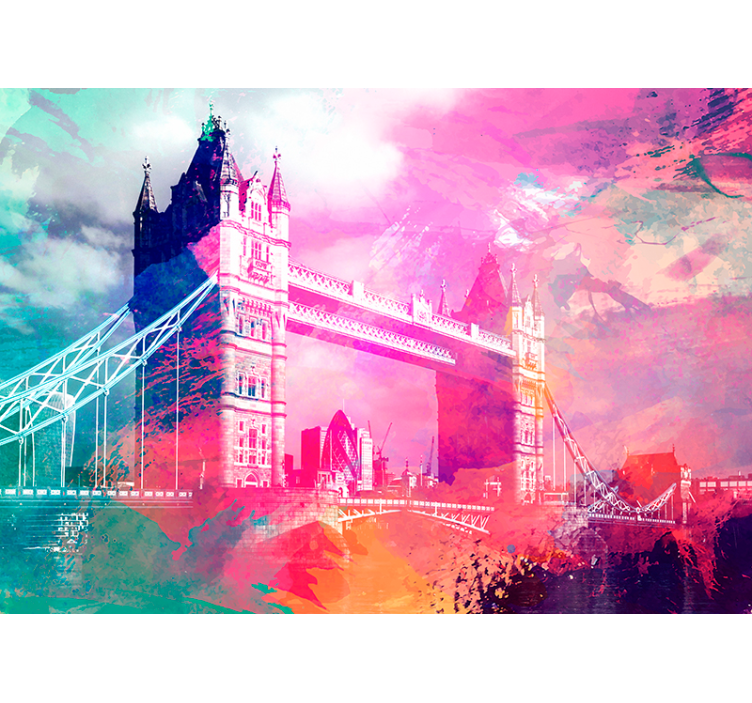 Colorful Bridge Silhouette wall mural london - TenStickers