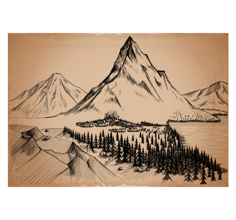 Sketch Range wall mural mountain - TenStickers