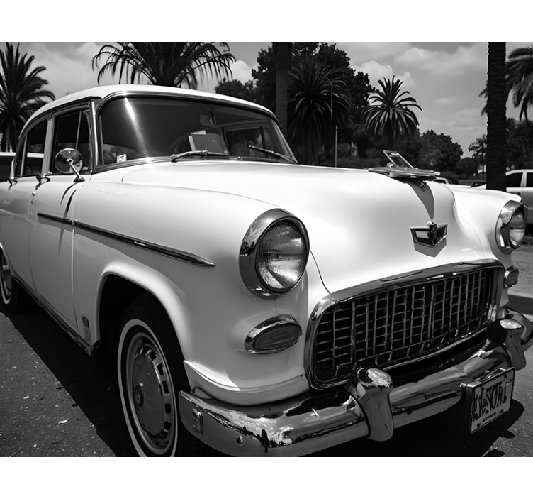 Classic White Car wall mural vehicle - TenStickers