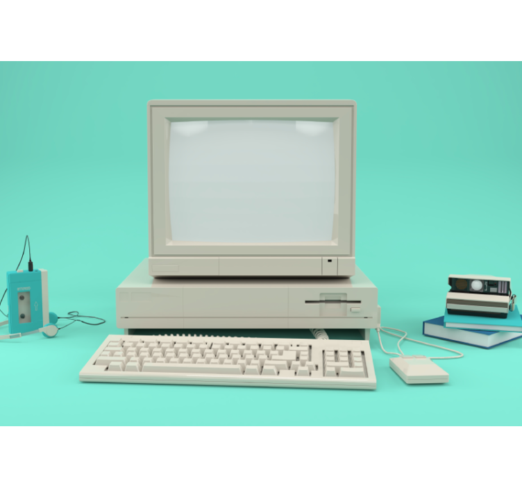 Vintage Computer Setup wall mural vehicle - TenStickers