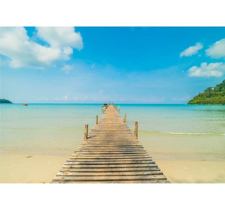 Under the sea wall mural wooden dock perspective - TenStickers