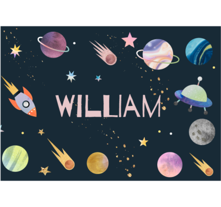 Rocket and Planets space wall mural - TenStickers