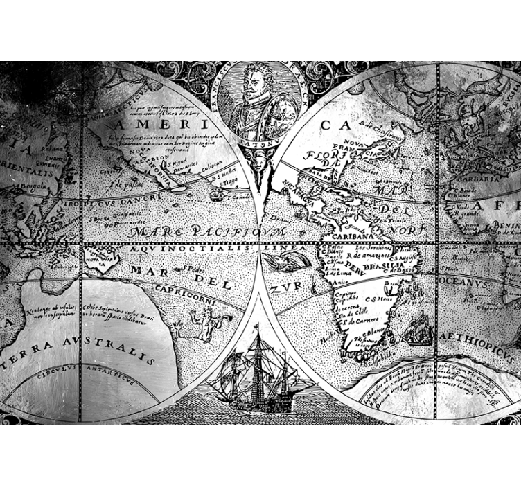 Vintage Nautical Map world map wallpaper - TenStickers