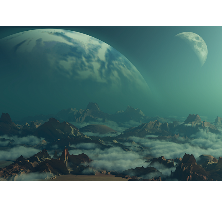 Space wall mural celestial mountain peaks - TenStickers