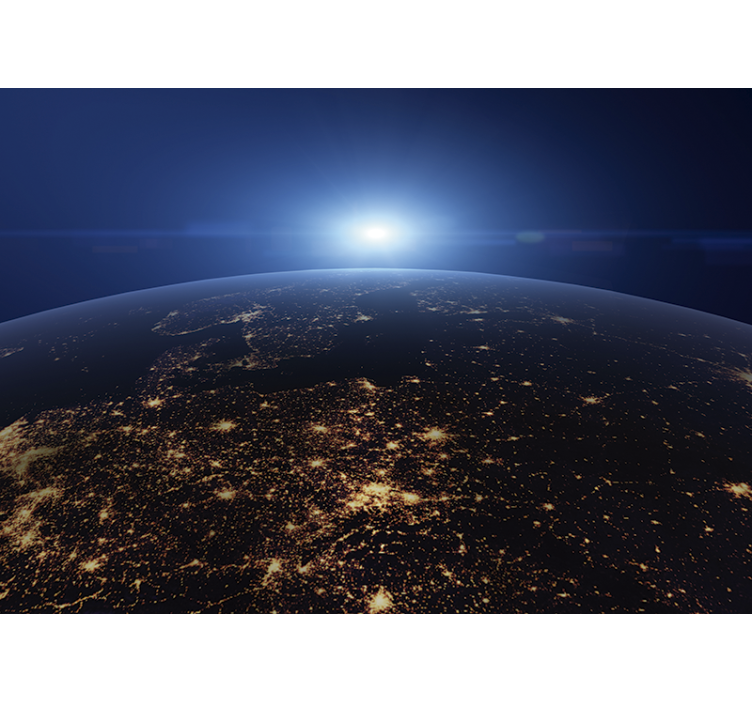 World map wallpaper earth's night view - TenStickers