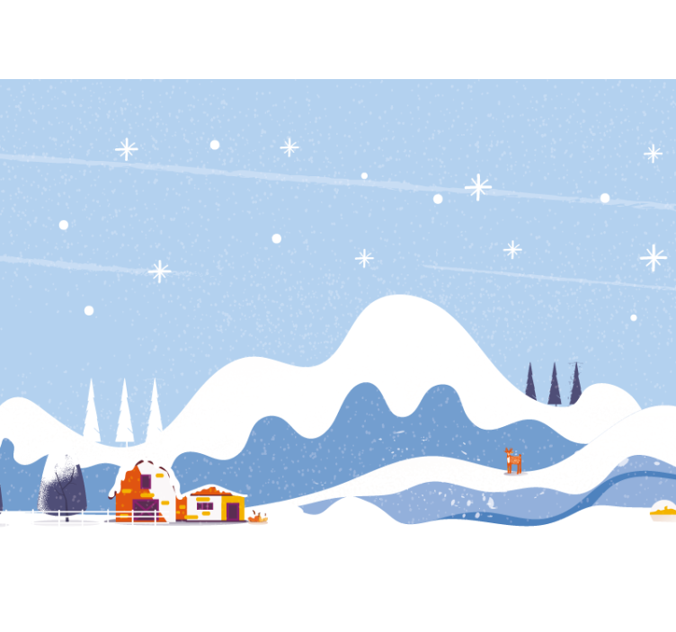 Drawn snowy mountain  childrens wall mural - TenStickers