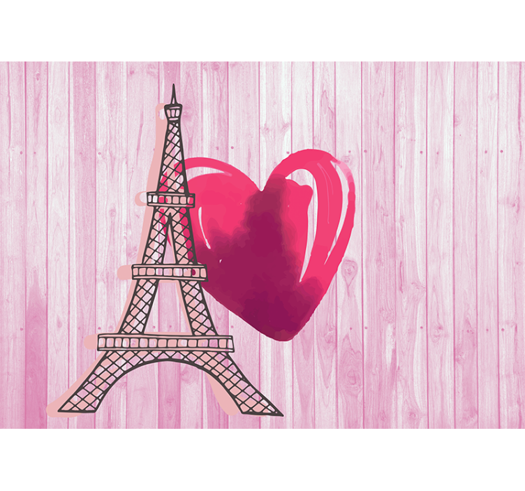 Romantic wall mural eiffel tower love - TenStickers