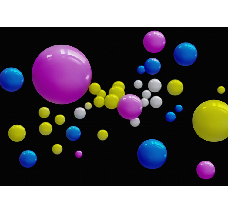 Abstract wall mural with colorful floating spheres - TenStickers