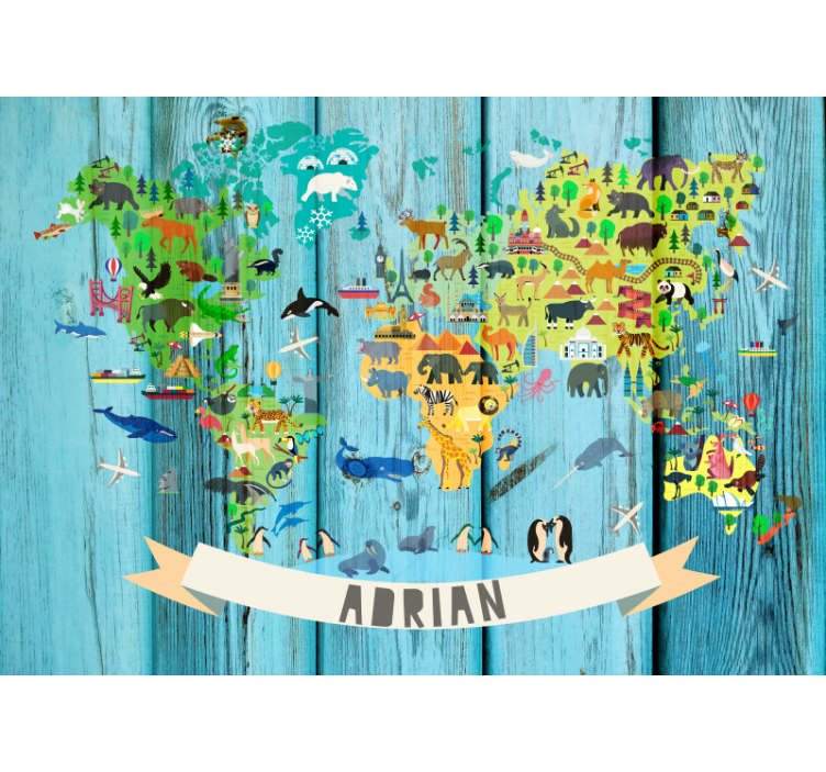 World map wallpaper interactive animal map - TenStickers