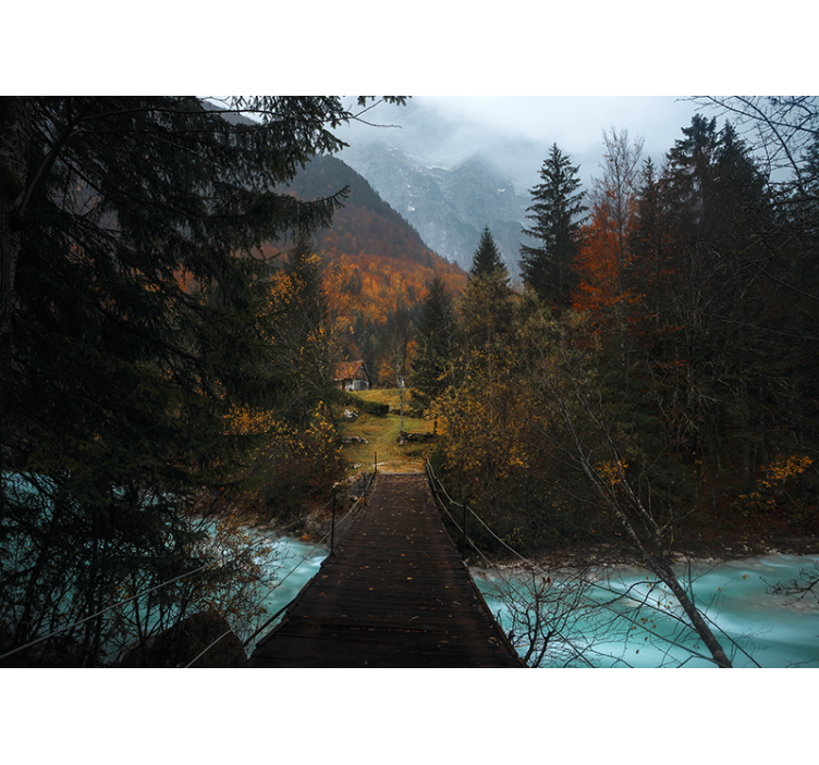 Wooden Bridge Path landscape wall mural - TenStickers