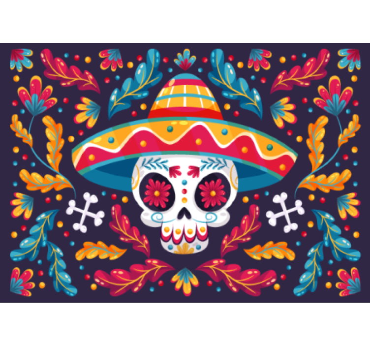 Animals wall mural colorful sugar skull - TenStickers