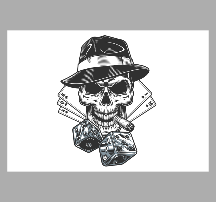 Music wall mural skull with dice design - TenStickers