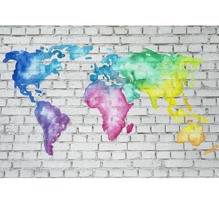 World map wallpaper watercolor world map - TenStickers