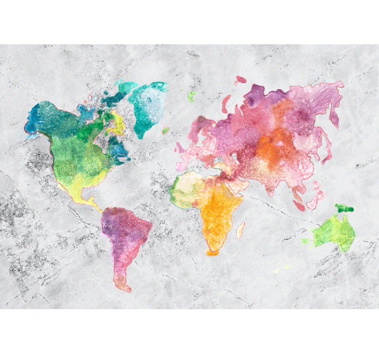 World map wallpaper in vibrant colorful design - TenStickers