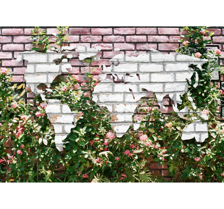 World map wallpaper flowering world map - TenStickers