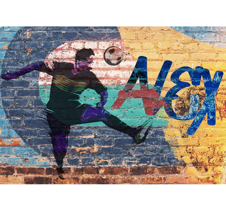 Graffiti wall mural soccer player in action - TenStickers