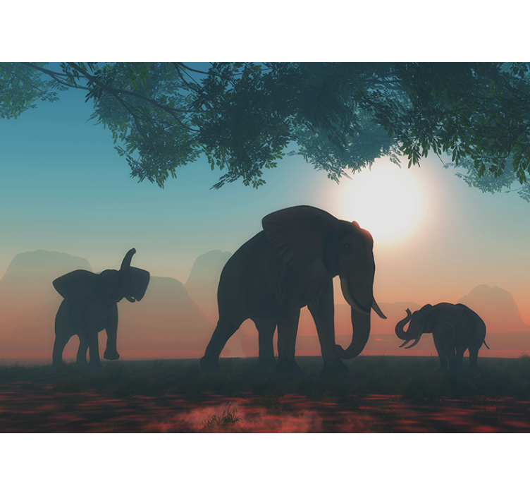 Elephants Silhouetted at Dusk animals wall mural - TenStickers