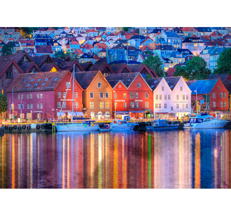 Colorful Coastal Houses city wall mural - TenStickers