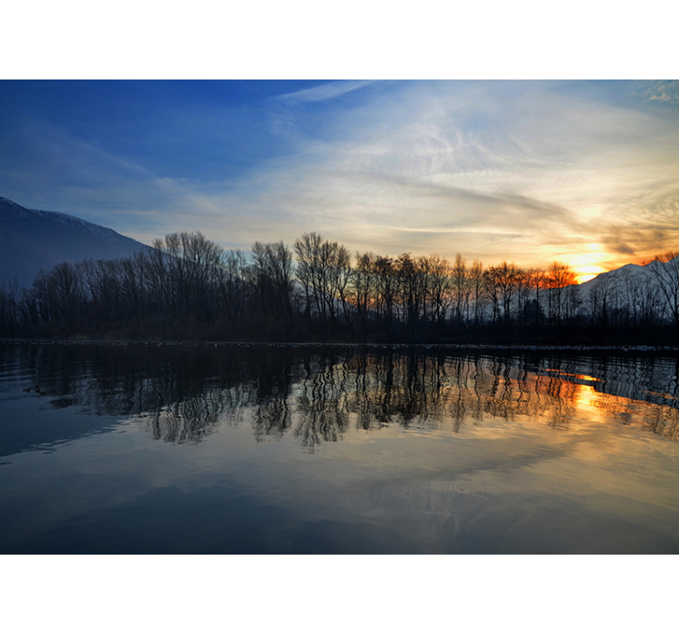 Tranquil Lake Sunset landscape wall mural - TenStickers