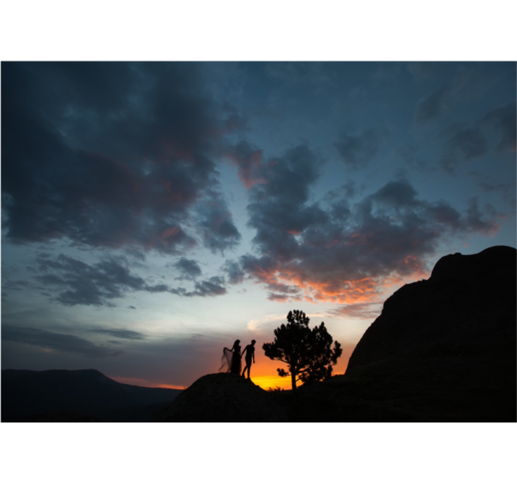 Landscape wall mural silhouette at sunset - TenStickers