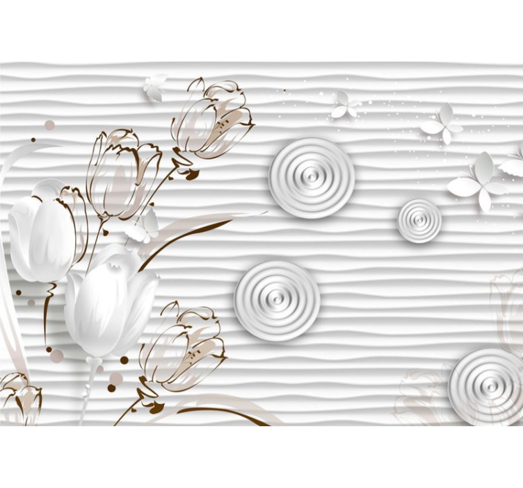 White elegant tulips flower wall mural - TenStickers