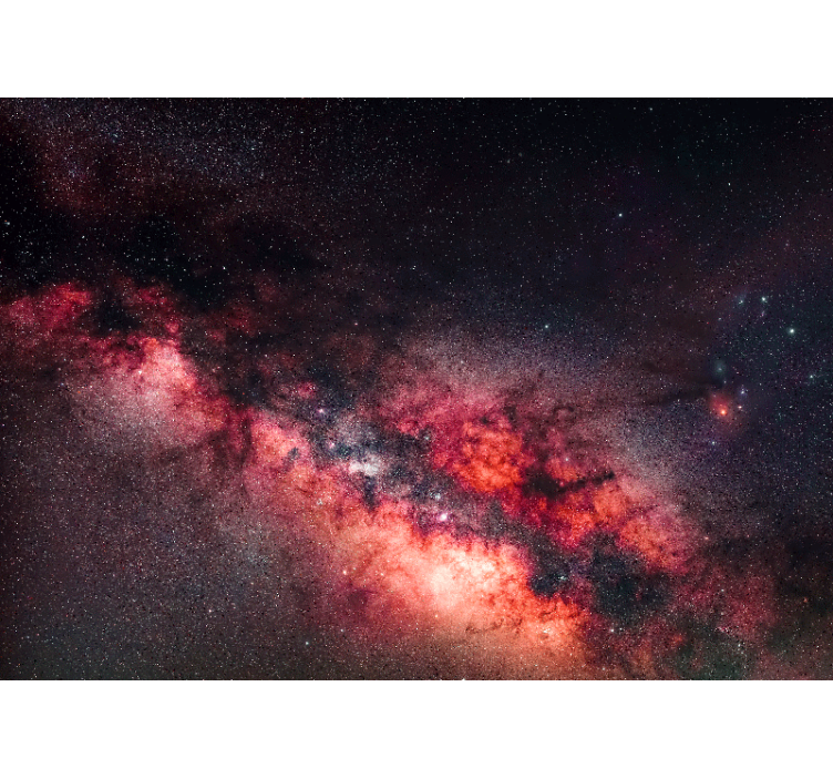 Space picture in red wall mural - TenStickers