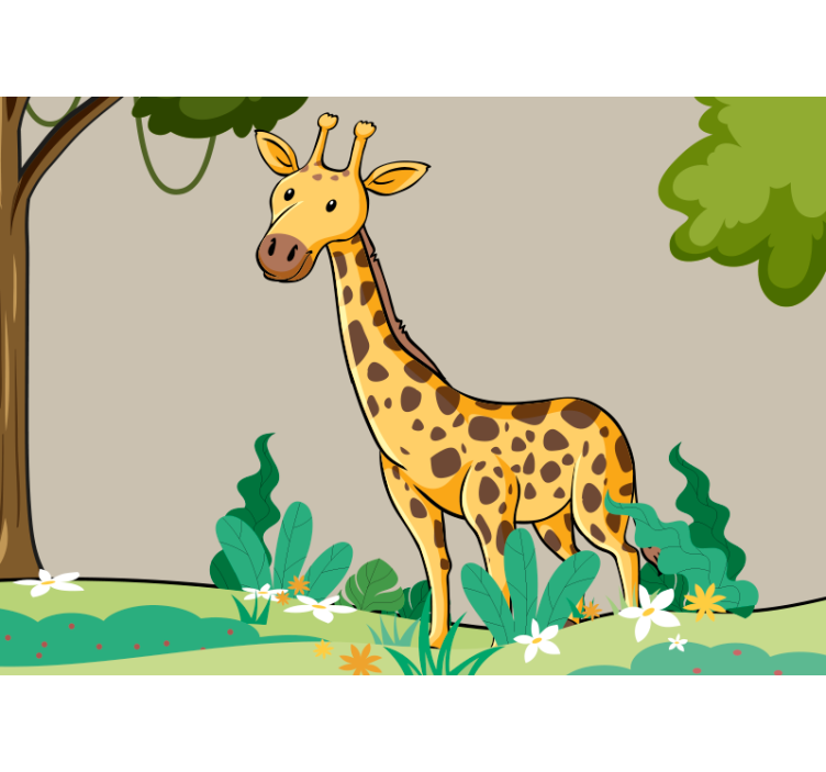 Animals wall mural playful giraffe scene - TenStickers