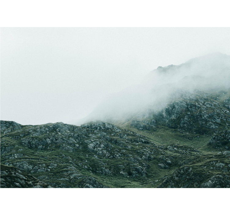 Views in dense fog wall mural mountain - TenStickers