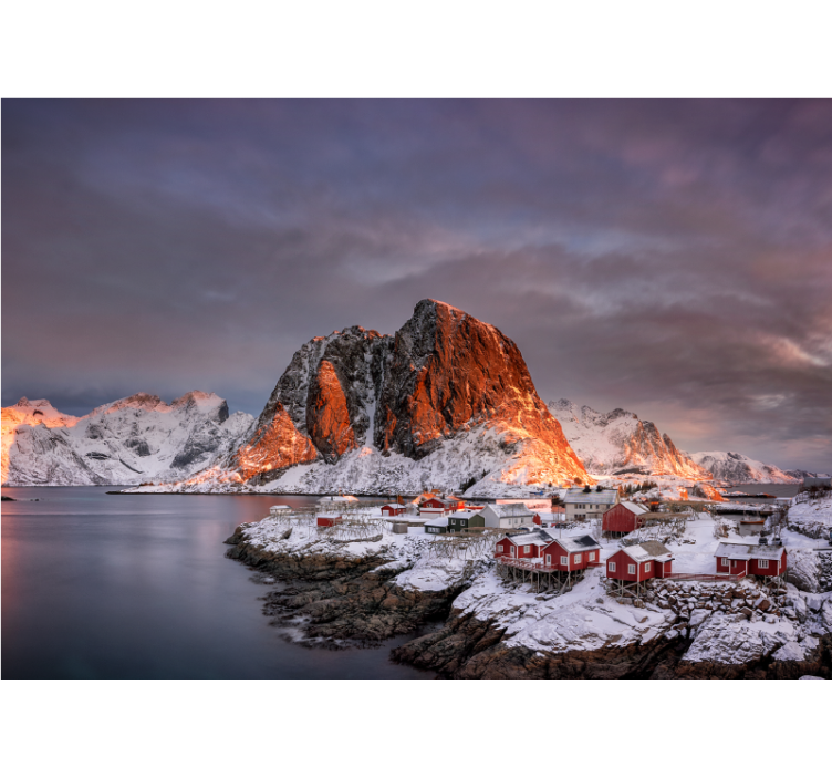 Snowy mountain dusk wall mural mountain - TenStickers