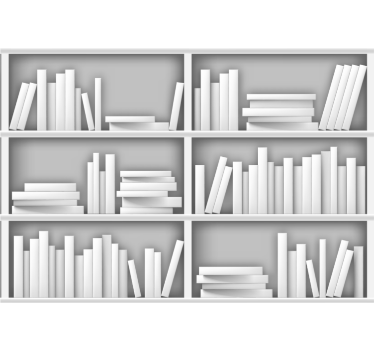 White library shelves modern wall mural - TenStickers